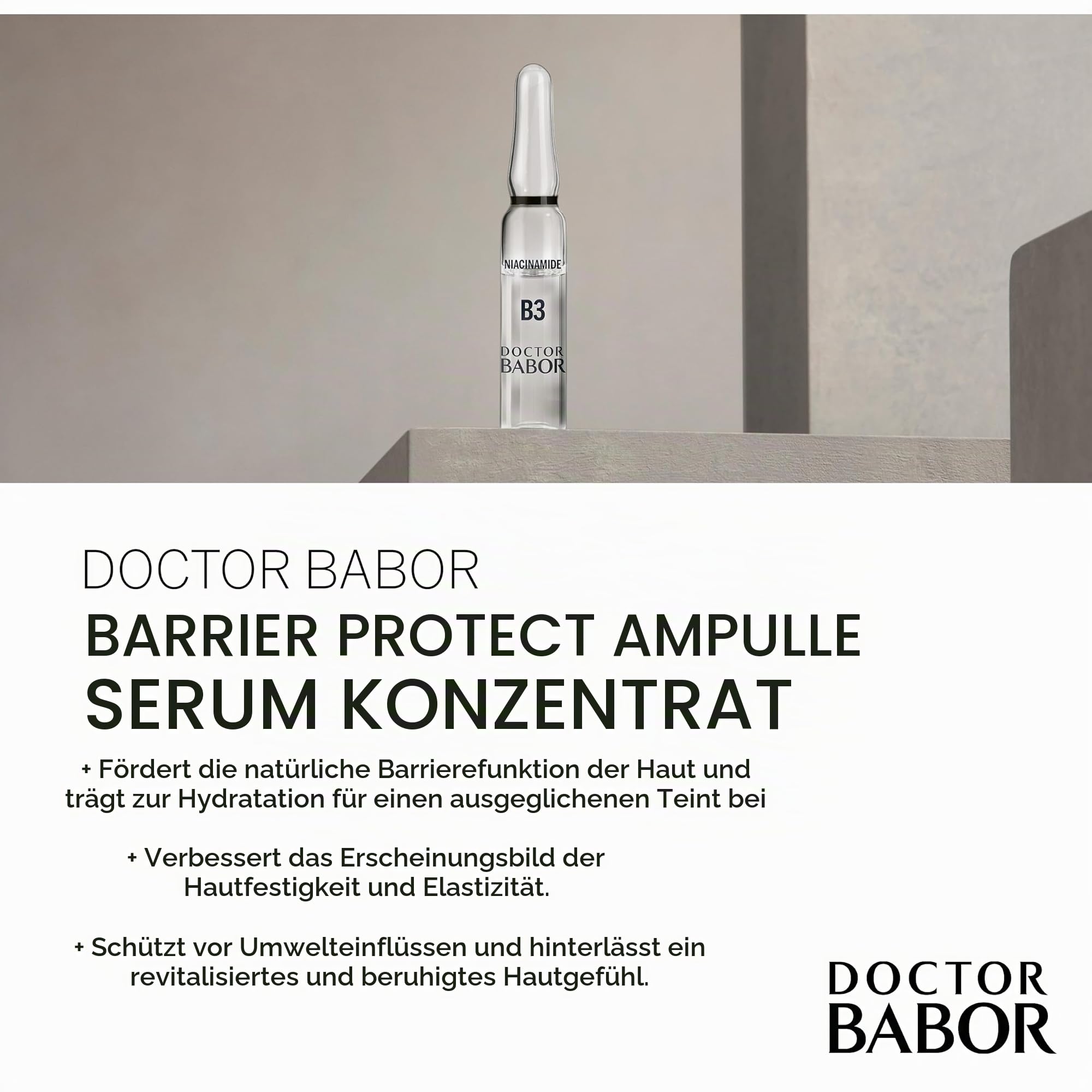 DOCTOR BABOR Barrier Protect Ampullen Serum | Gestärkte Hautschutzbarriere | Mit Ceramide und Niacinamide | Für trockene und gestresste Haut | Strahlende und ausgeglichene Haut | vegan | 7x2ml