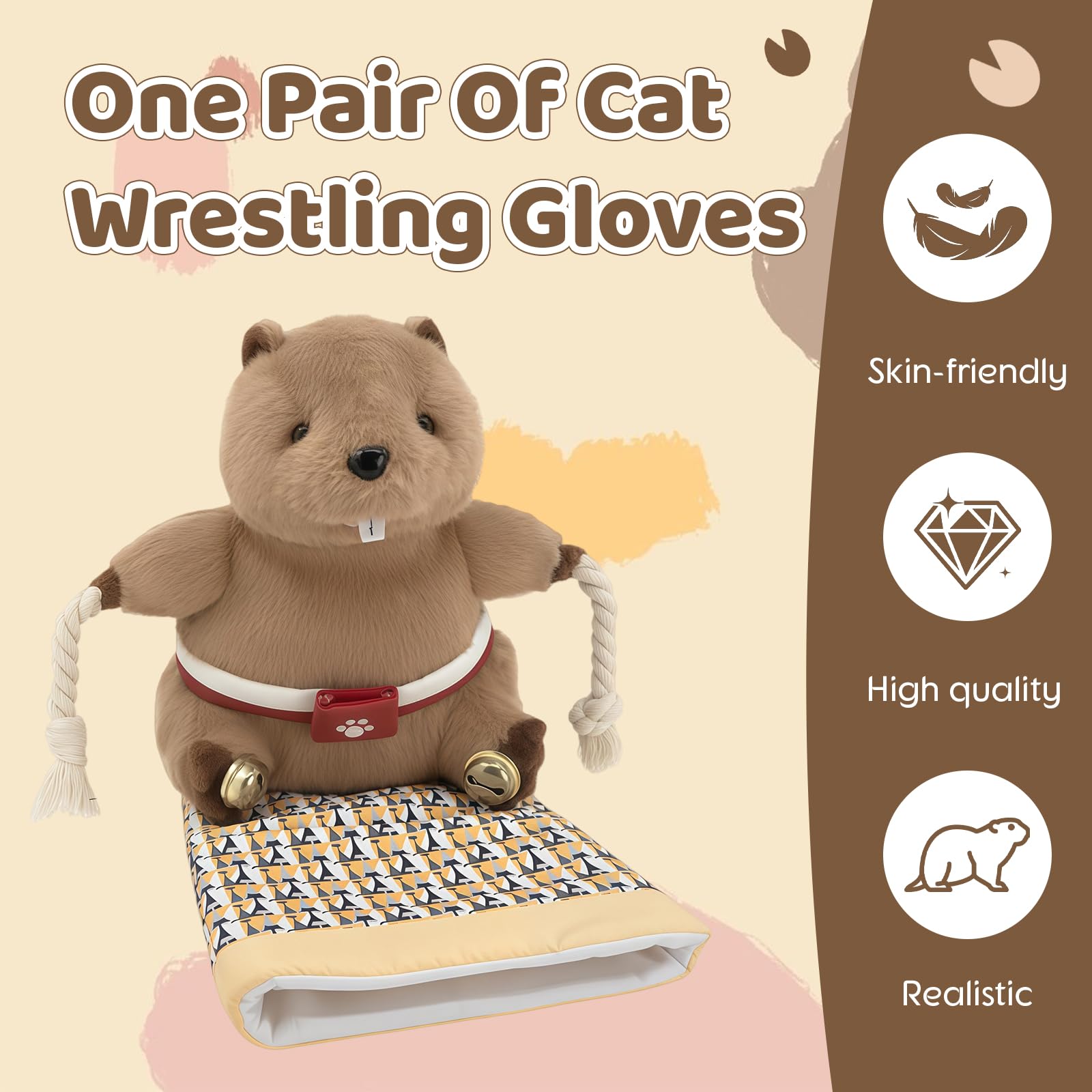 Katzen-Wrestling-Handschuh, marioneta de Lucha para Gatos con Acolchado Resistente para un Juego Interactivo Seguro, Juguete con Teaser para Gatos y Campana para Entrenamiento
