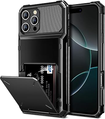 Vofolen for iPhone 16 Pro Case with Card Holder Wallet Black