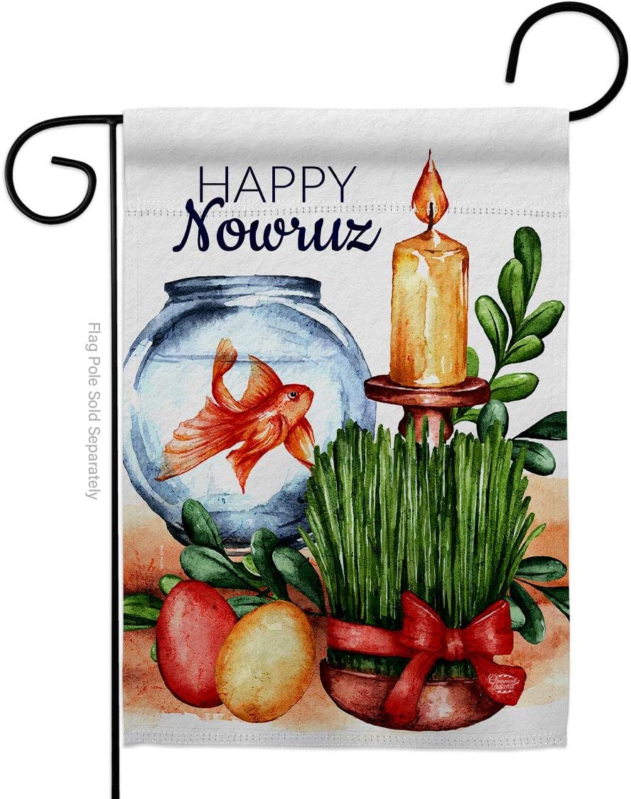 Nowruz Garden Flag Set Wall Hanger Religious Persian New Year Christian Religion Day Small Decorative Gift Yard House Banner Made In USA 13 X 18.5