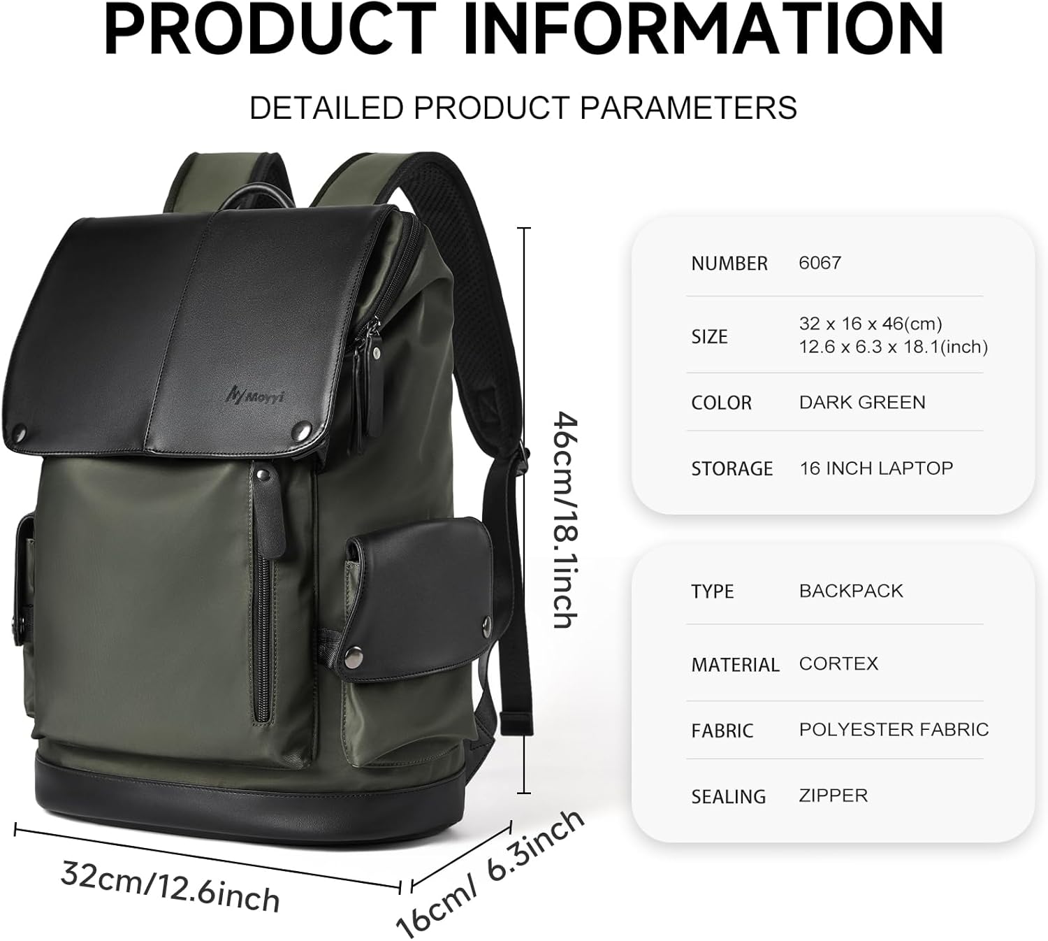 Vintage Travel Backpack For Men Fit 15.6 inch Laptop Waterproof Large Work College Smooth Zipper Backpack