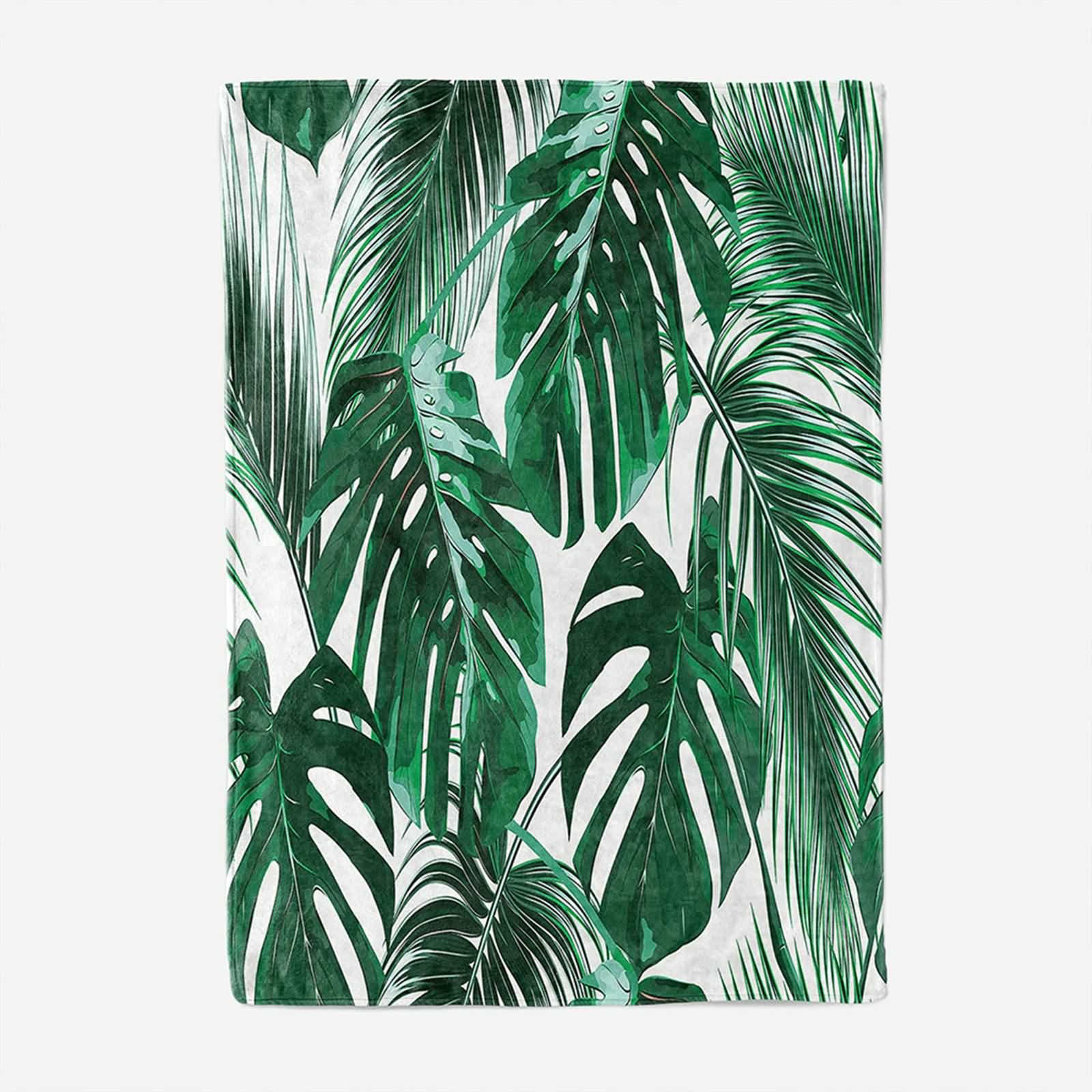 Aeici Couverture Polaire, Couverture Enfant Polaire Couverture 180x220 cm Feuilles de Bananier Couverture Canapé Cadeau pour Adultes et Enfants