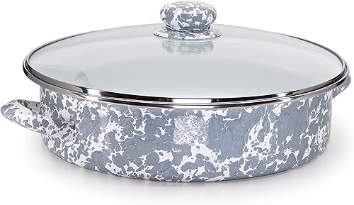 Golden Rabbit Esmalte - Sartén para saltear de 5 cuartos (remolino gris)