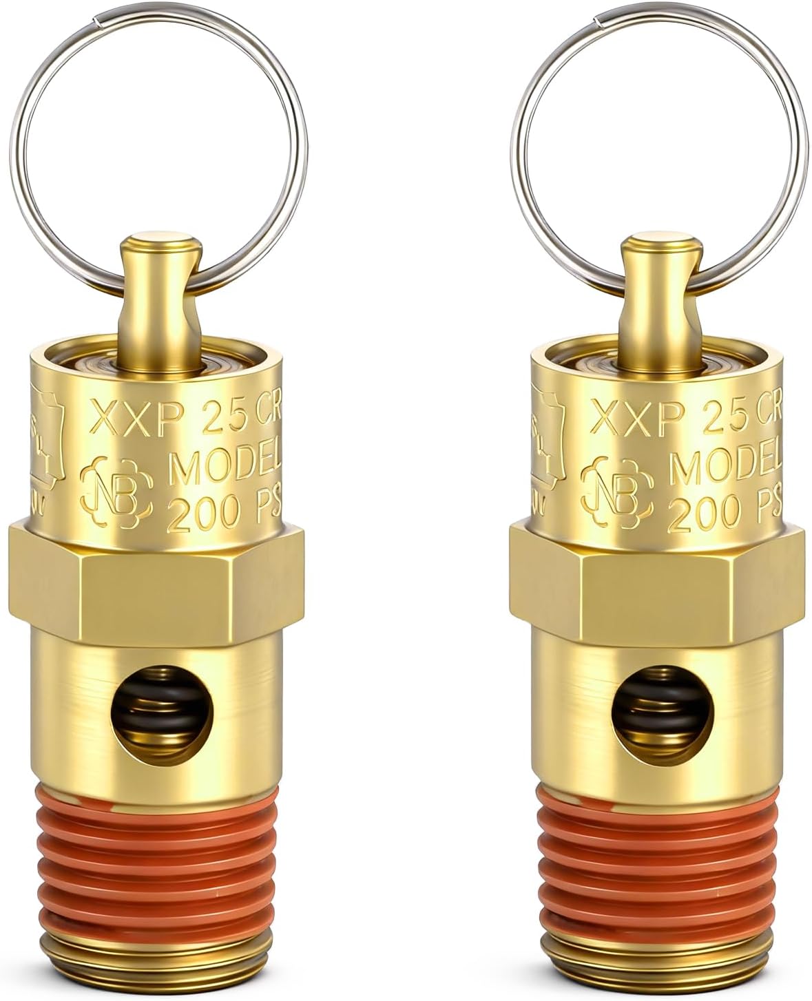 2 Pcs 1/4 Inch NPT Air Compressor Check Valve 200 PSI Boiler Pressure Relief Valve Brass Safety Check Valves Threaded Airs Vent Safety Control Valves for Air Compressor (200 PSI Pop off Pressure)