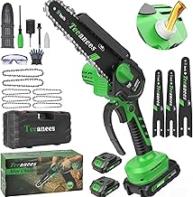 Mini Chainsaw Cordless 8 Inch with 2 Battery 8 Chains, Auto Oiler, Battery Powered, Small Handheld Saw for Wood Cutting, Tree Trimming, Garden Gardening Tools for Men Dad Husband(Green)