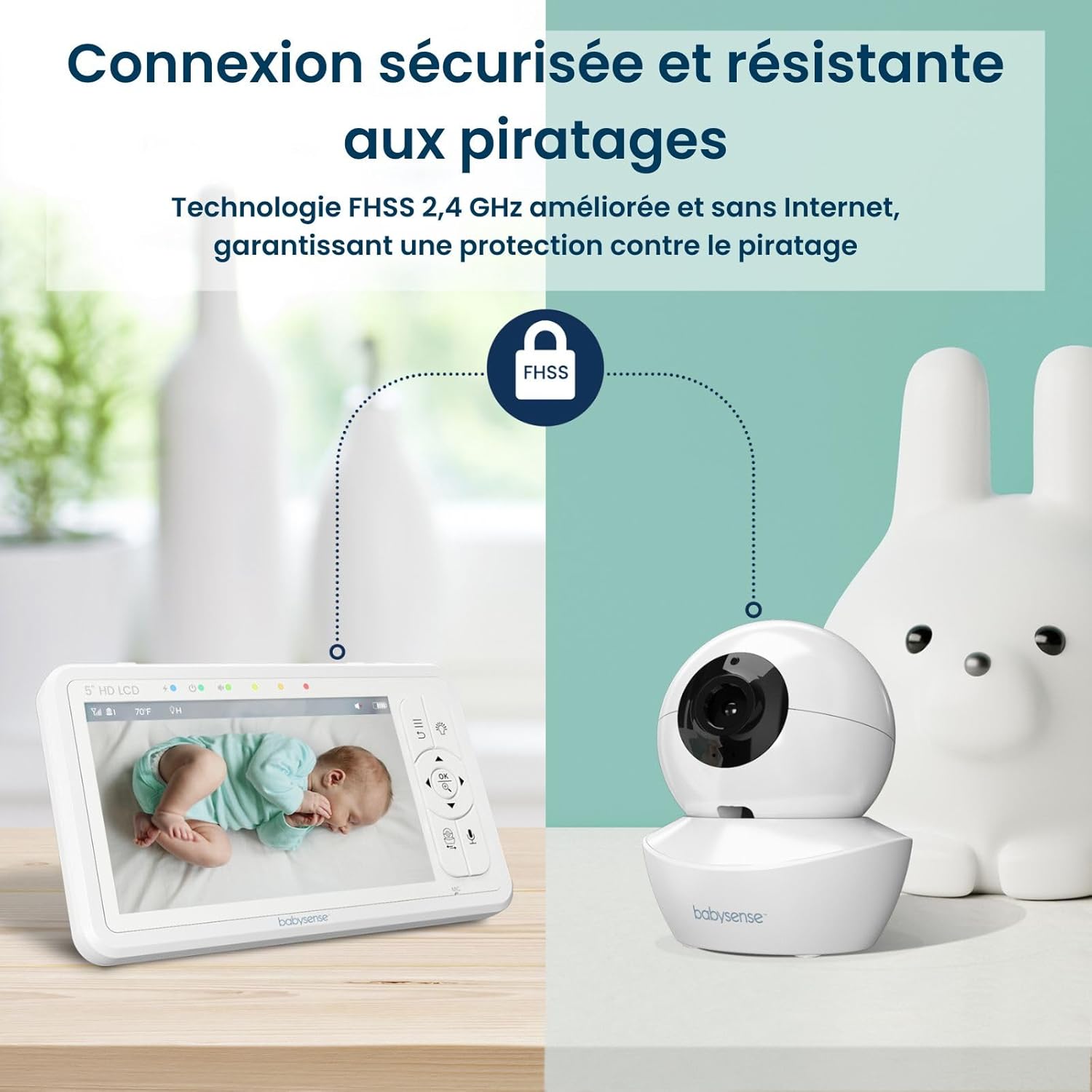 Babysense HDS2 secure connection diagram between parent unit and baby unit