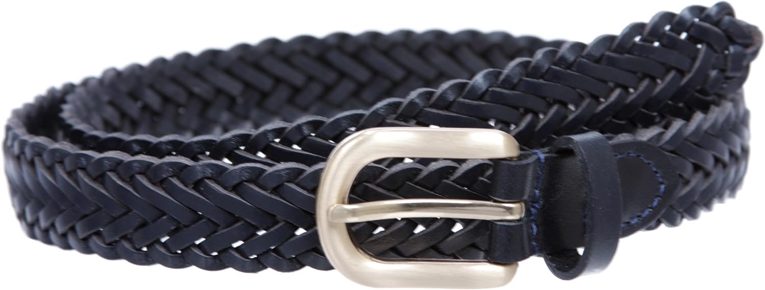 Classic 3/4" (20mm) Skinny Braided Woven Narrow Soft Cowhide Leather Belt