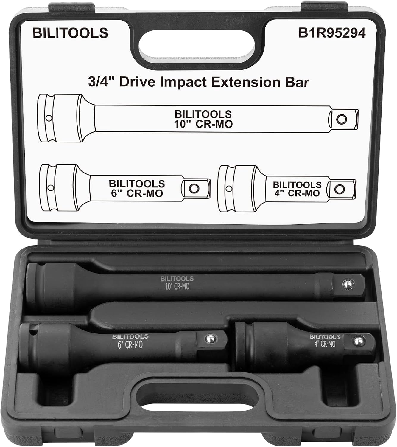BILITOOLS 18-Piece Impact Socket Extension Set,includes 1/4" 3/8” & 1/2” Drive Extension Bar, Socket Adapter, Universal Joints, Cr-V Steel