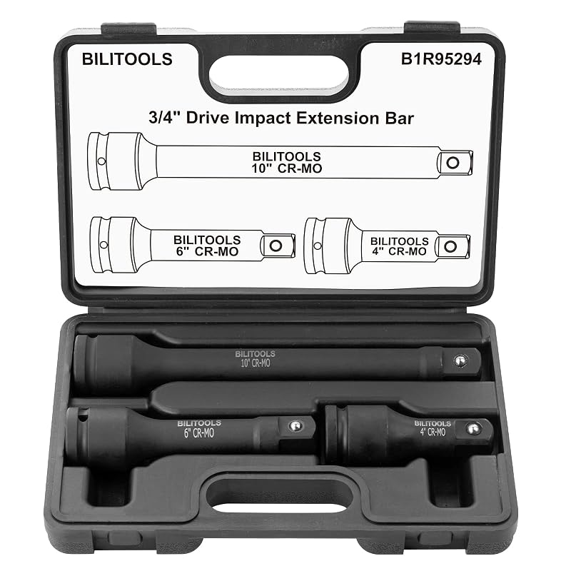 Jogo de Extensões de Impacto BILITOOLS com Acionamento de 19,05 mm (3/4 pol.), Aço CR-MO, 10,2 cm, 15,2 cm e 25,4 cm, 3 peças