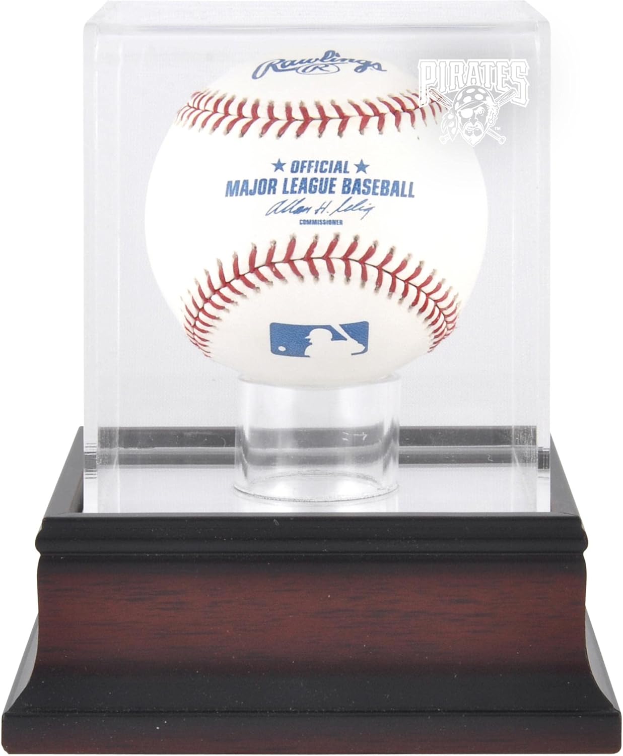 Pittsburgh Pirates Mahogany Baseball Logo Display Case - Baseball Free Standing Display Cases ''Case Only''