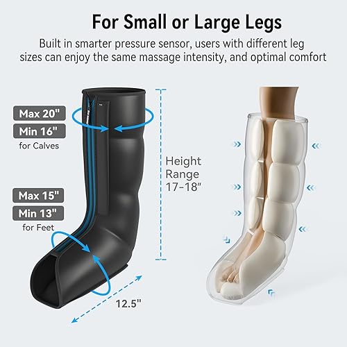 Miniatura 13 de FIT KING Masajeador de piernas con terapia de calor y compresión, masaje de compresión de piernas para circulación, pierna hinchada, alivio