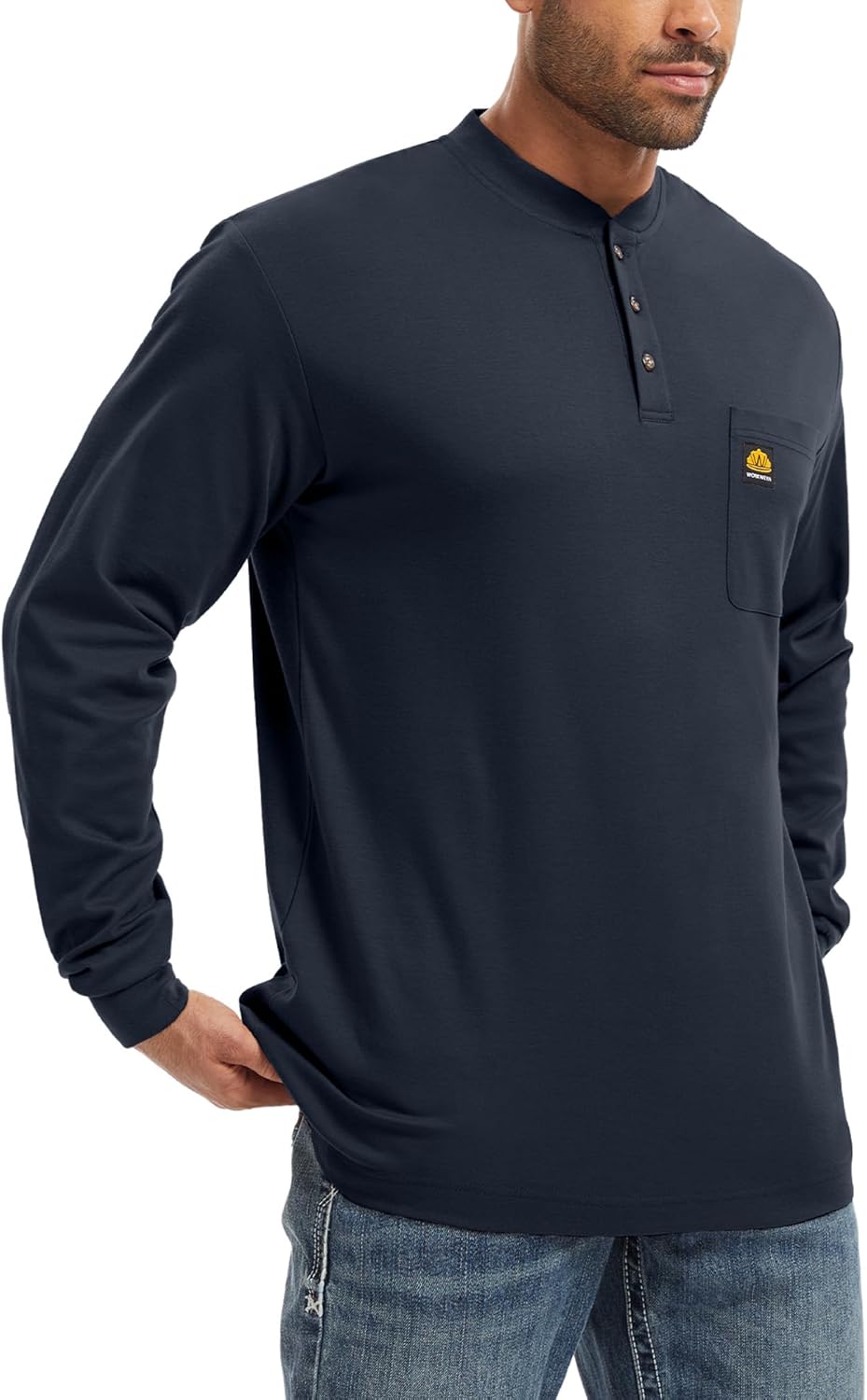 WORKWEYA Men's FR Shirts 5.5oz Lightweight Flame Resistant CAT2 Henley Shirt