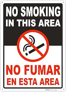 Brimar - 10" x 14" - Bilingual No Smoking In This Area Sign - .040″ Rust-Free Aluminum - Bilingual Text - Bold Text
