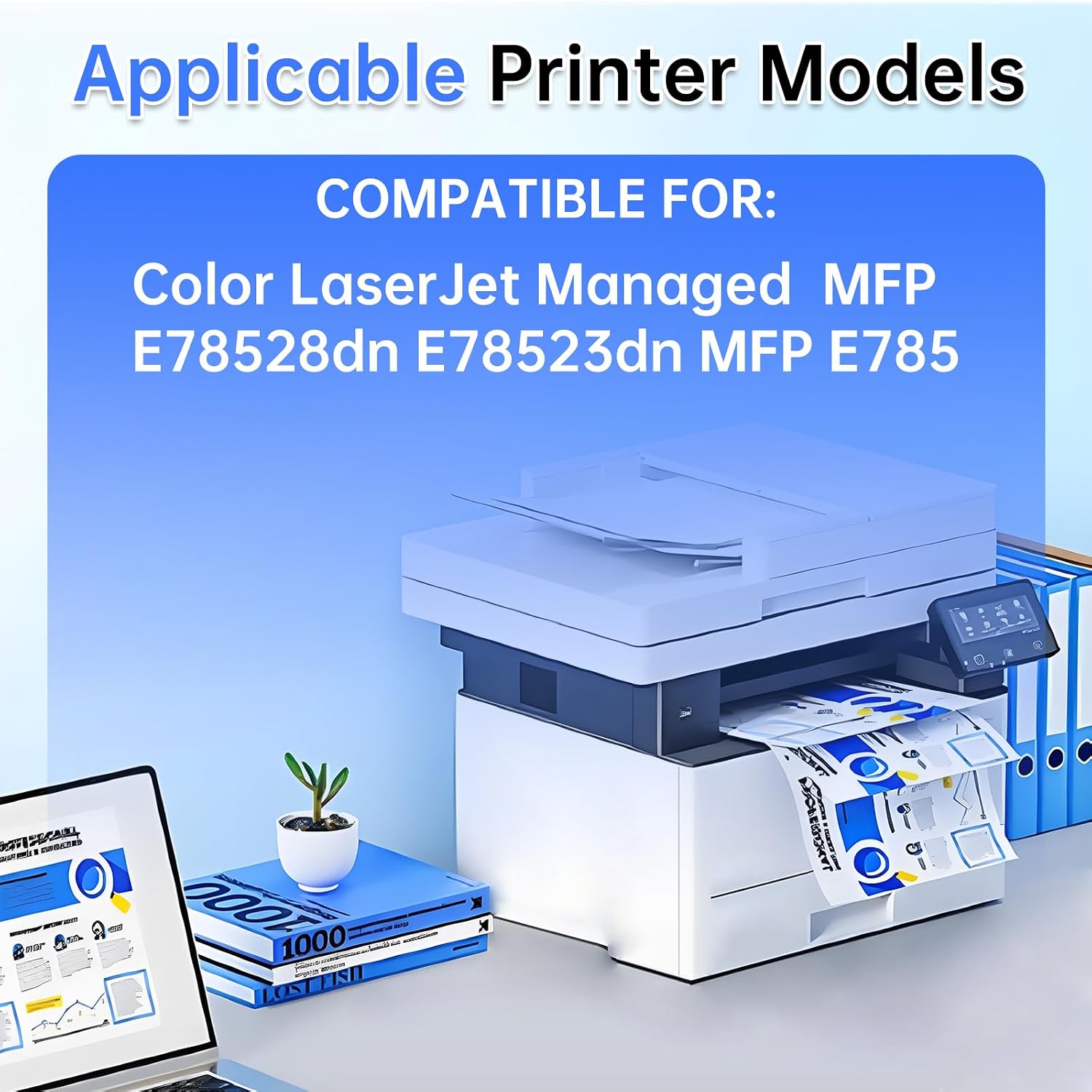 W9130MC W9120MS W9120MC Toner Cartridge High Capacity for W9131MC W9132MC W9133MC W9121MC W9122MC W9123MC Compatible with HP Color LaserJet Managed MFP E785 E78528dn E78523dn Printer（4-Pack）