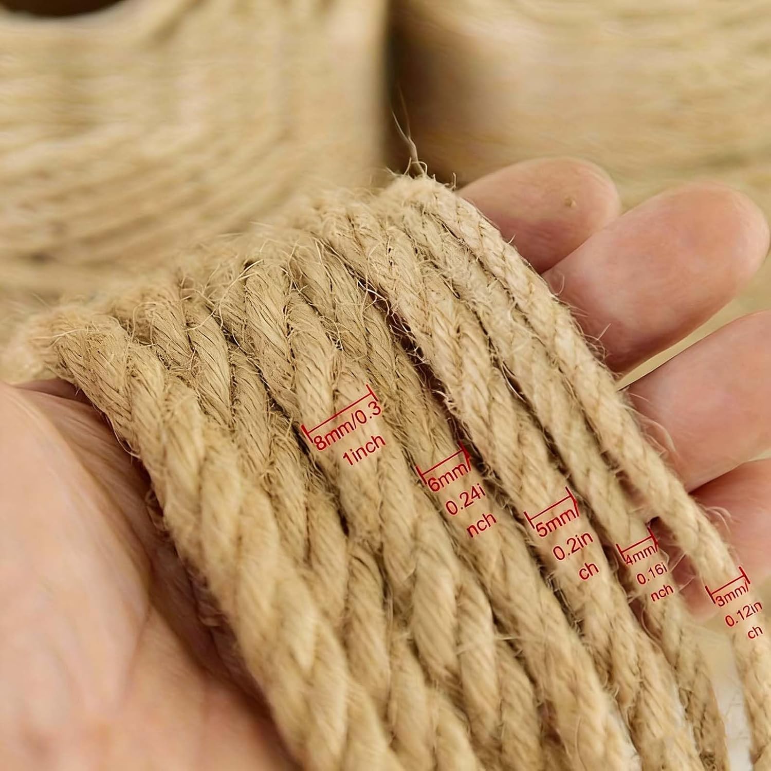 Natural Jute Brown Twine,Garden Twine Strong,for Gardening Tomato Climbing Plant Tie Floristry Crafts Gift Wrapping Packing Decor (5mm)(Size:50M)