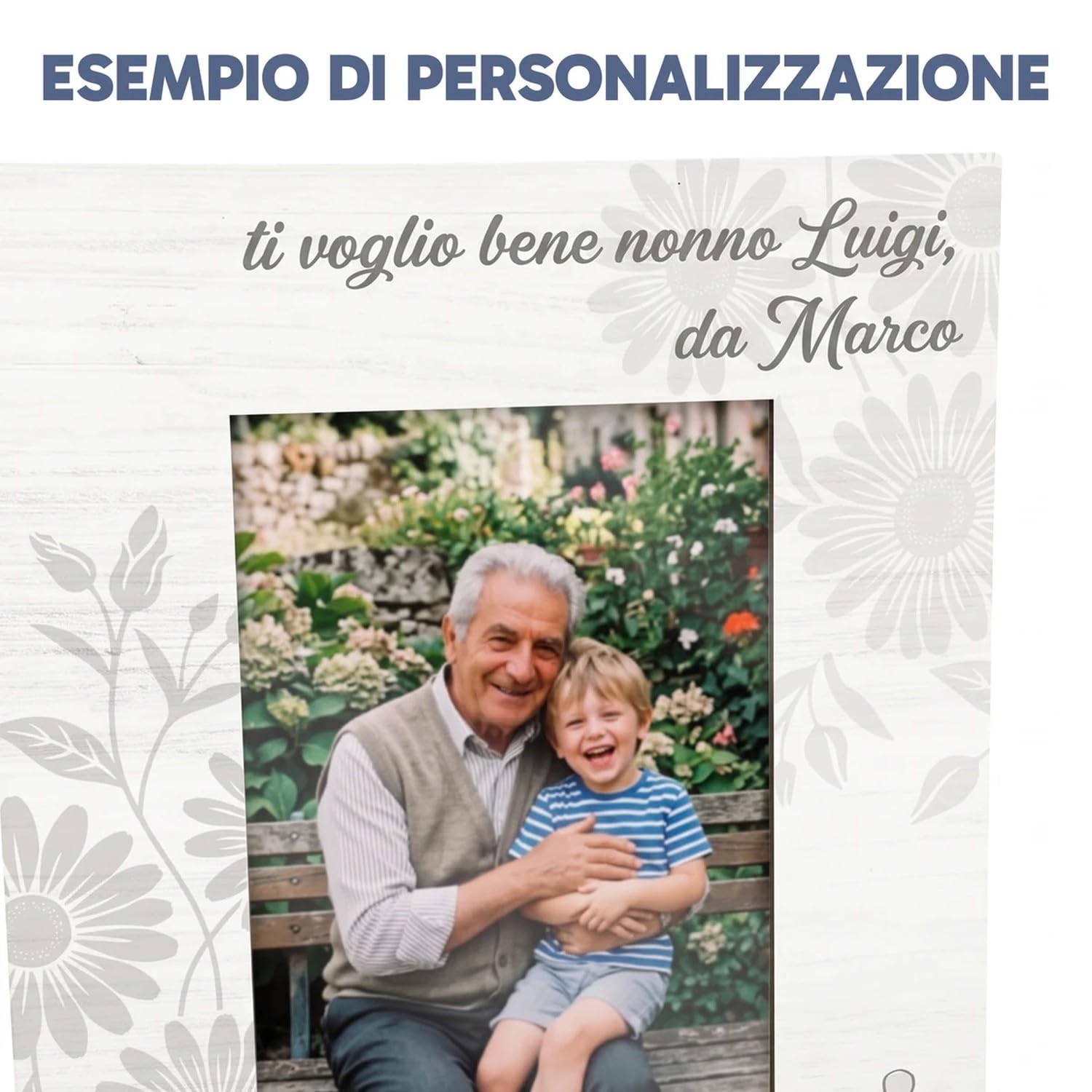 Portafoto in Legno per il Nonno Personalizzato con Foto 18x24 - Cornice Regalo Sei il Nonno Migliore del Mondo Made in Italy