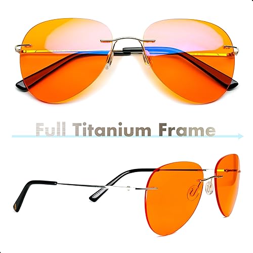 Miniatura 2 de Gafas de bloqueo de luz azul para mujeres y hombres, gafas de sueño y migraña, anteojos de titanio con 99.5% de luz azul, anteojos para fatiga
