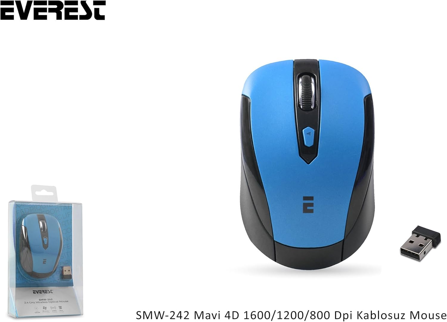 Everest SMW-242 Wireless Mouse and USB receiver in packaging