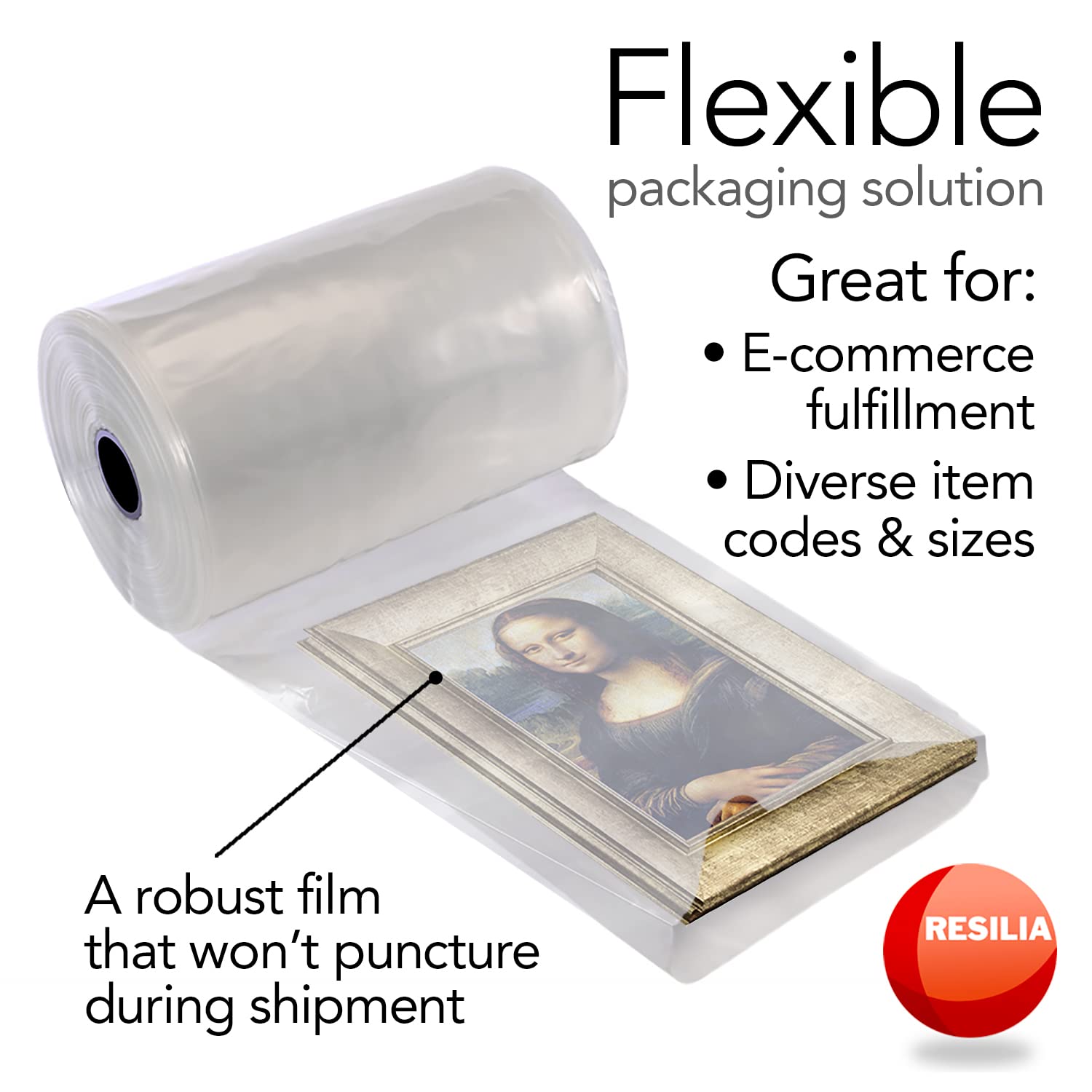 RESILIA Lay Flat Poly Tubing - Food-Grade Polyethylene, Custom Poly Bag Packaging Solution, 10 Inches x 500 Feet, 2 Mil, 0.002 Inch, Thickness, 1 Roll, Made in the USA