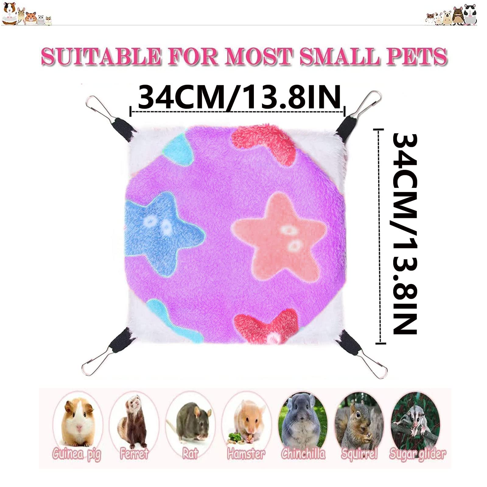 Hamaca Colgante de Animales pequeños, Cama oscilante para Mascotas, Hamaca de Doble Capa para Mascotas para hurón, Rata y Otros Animales pequeños, Morado - 3