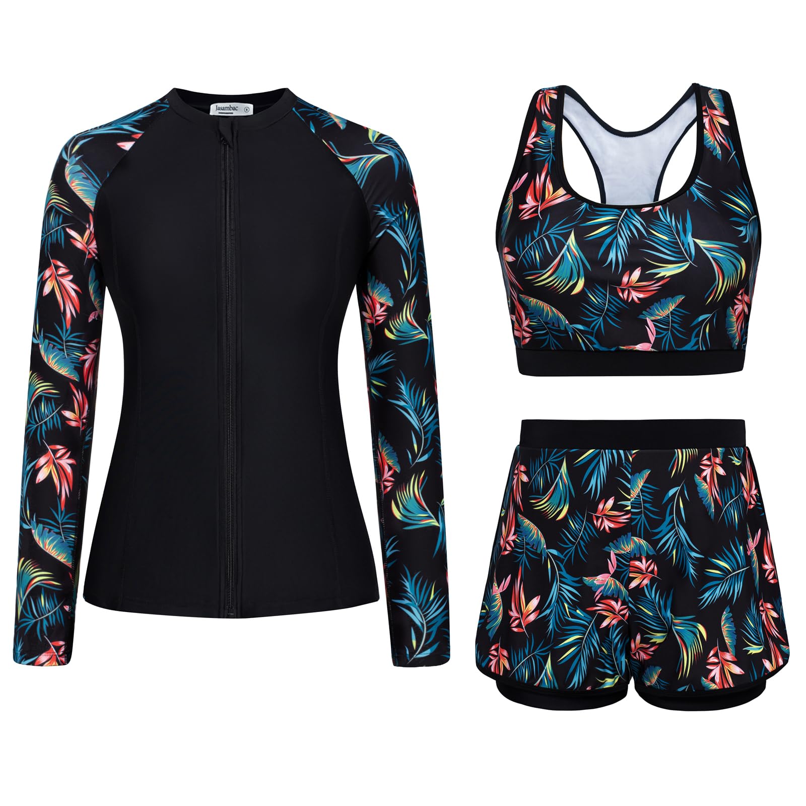 JASAMBAC 3 Piece Rash Guard for Women