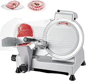 Electric Meat Slicer, 10" Non-sticky Stainless Steel Blade, Electric Frozen & Deli Meat Cheese Ham Food Slicer with Sharpening Stone, Adjustable Slice Thickness, for Home & Commercial, 240W