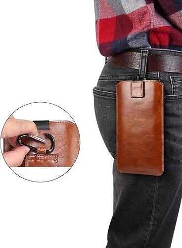 Miniatura 3 de SWP Funda para iPhone 12 Mini 5G, funda con trabilla para cinturón y gancho, funda protectora de piel sintética con correa elástica compatible con