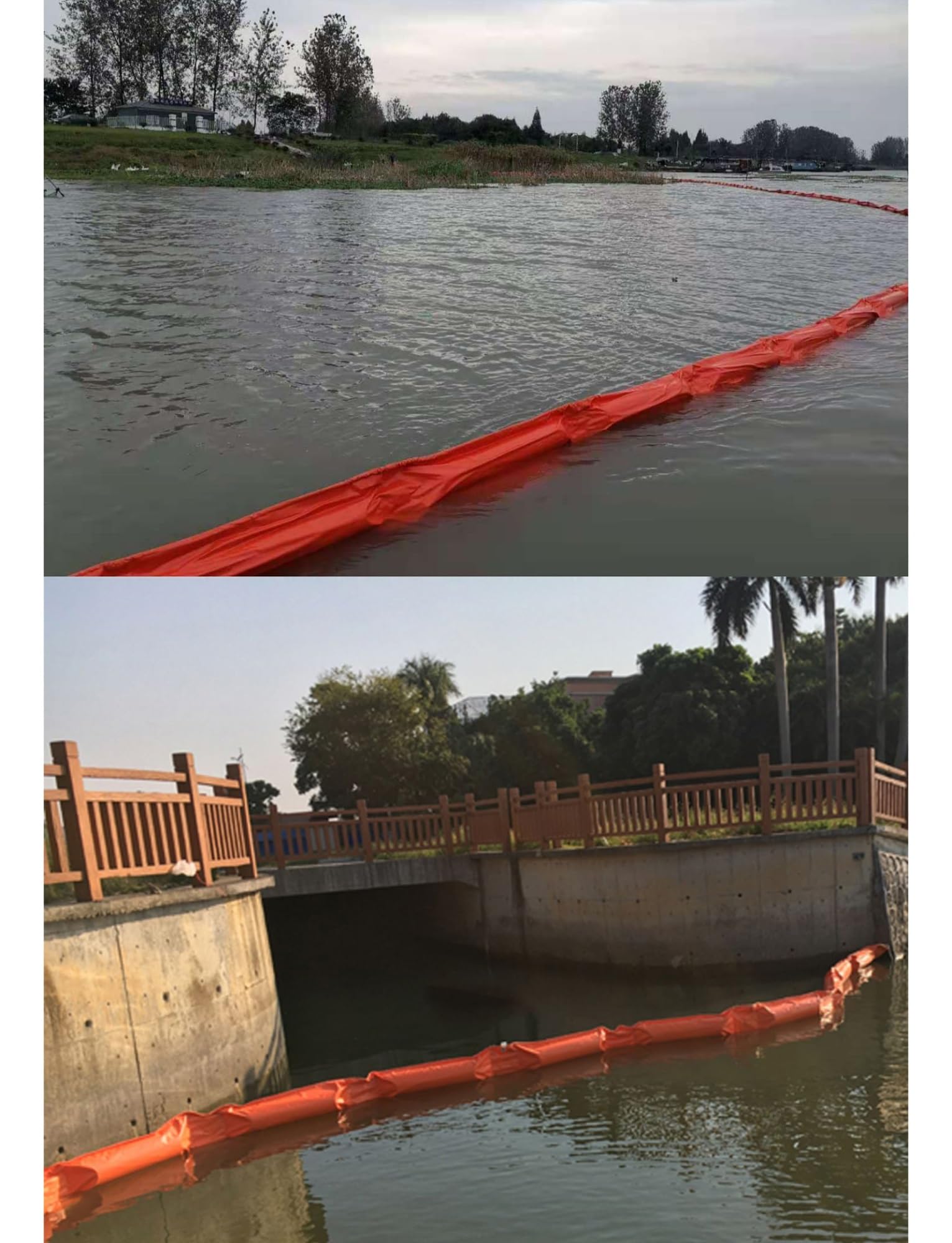 Boom flotante de contención de aceite de PVC, barrera de emergencia resistente y reutilizable para el control de la contaminación del agua en ríos y lagos