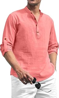 SHREE RAVI TEX Men's Cotton Blend Solid Short Kurta with Mandarin Collared Full Sleeve Drawstring Stylish Straight Length ... Price In India