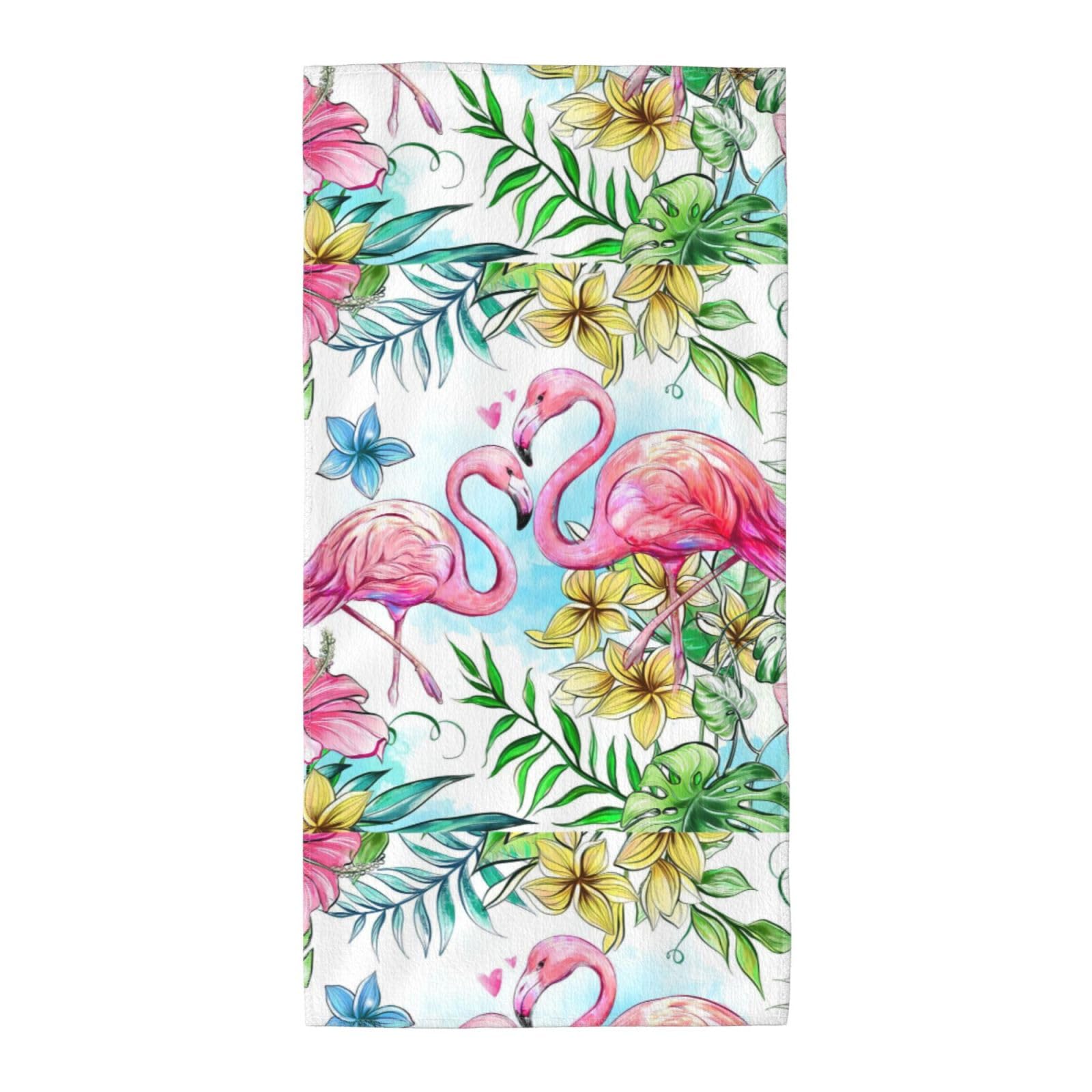 Cbaaghh Flamingo Flowers Print Towel, Towels Thick Face Towels Fast Drying Washcloth For Bath, Spa, Gym