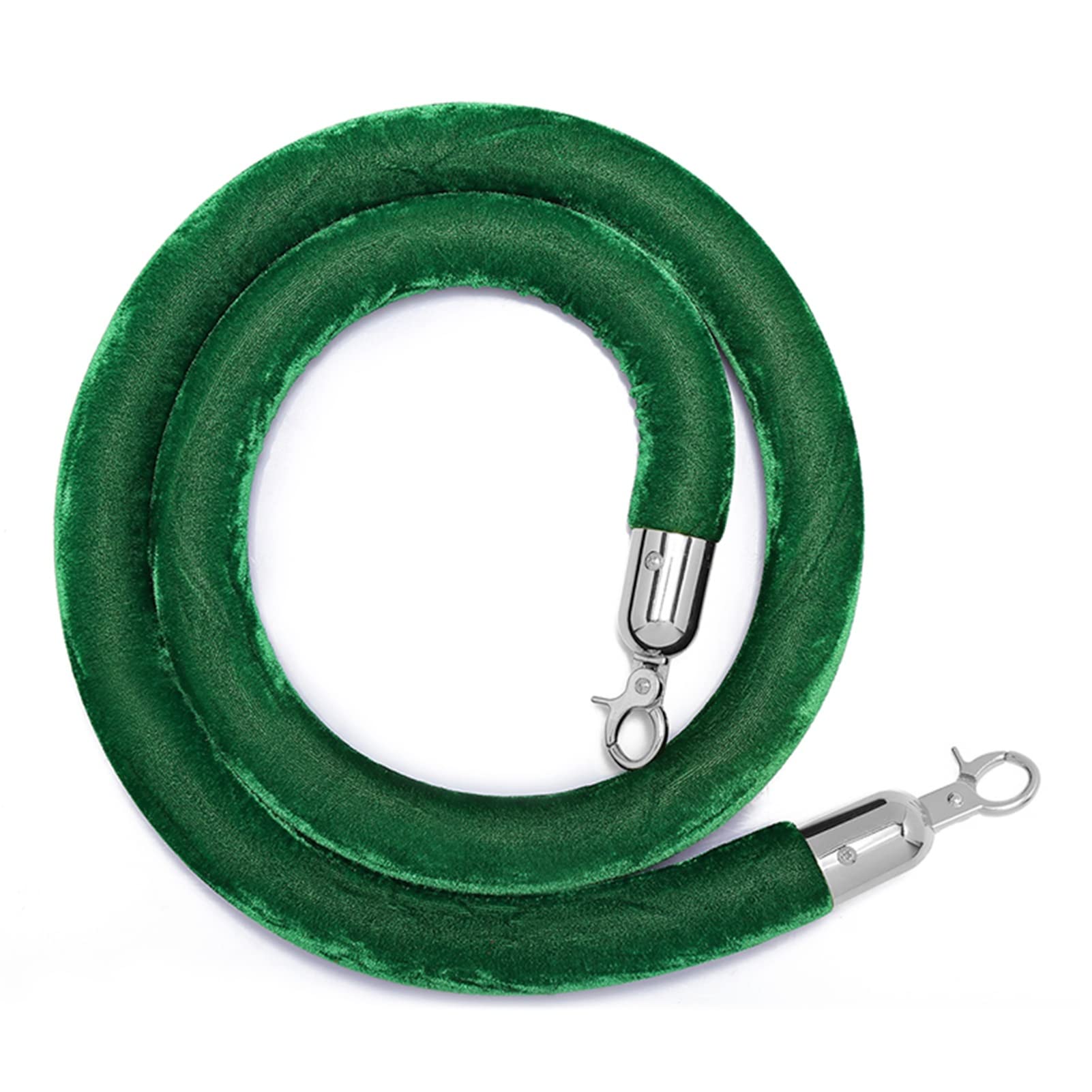 ERRULAN Green Velvet Stanchion Rope, 2/3/4/5/6/7/8/9/10/11/12/13 Feet Crowd Control Stanchion Ropes for Hotels/Movie Theaters/Grand Opening (Size : 2.1m/6.9ft)