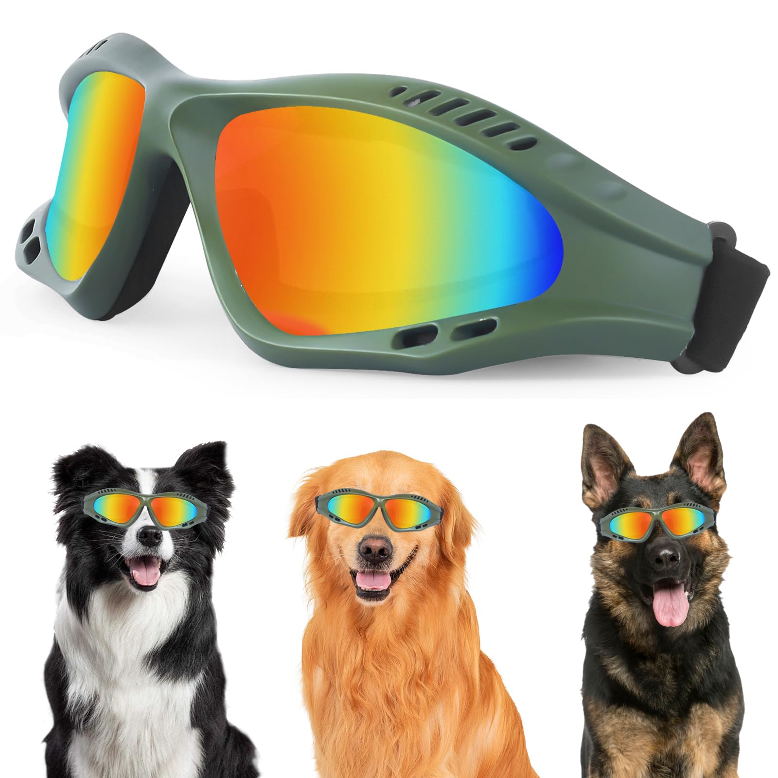 Lunettes de soleil pour chiens imperméables et anti-buée avec protection UV coupe-vent