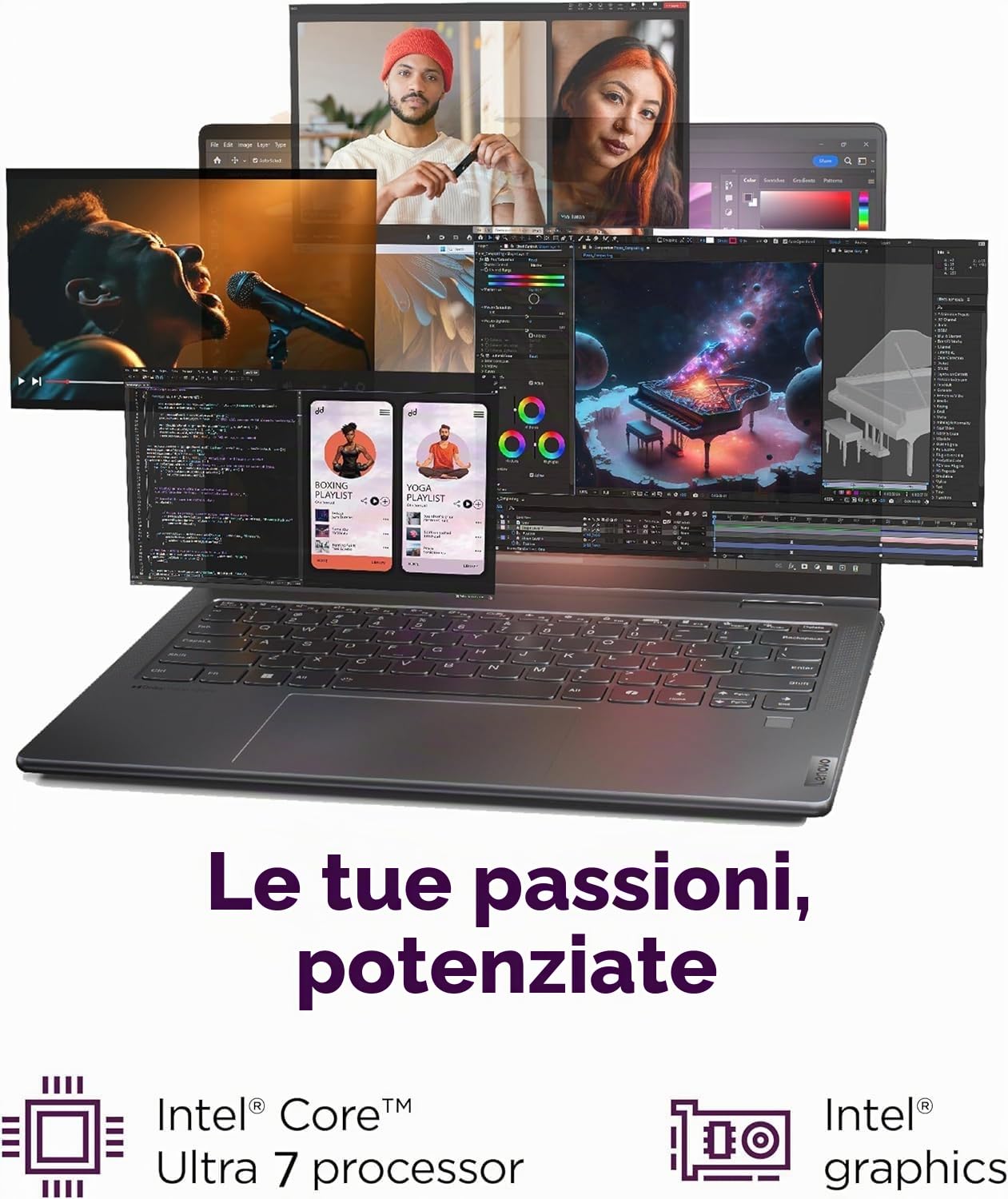 Lenovo 2024 Yoga 7i 2-in-1 AI Laptop, 16" WUXGA Touch, Intel 12-Core Ultra 7 155U (Beat i7-1355U), 16GB LPDDR5X RAM, 1TB SSD, retroilluminato, FP, FHD IR Webcam, AI Copilot, Win11 PRO, W/Portable SSD