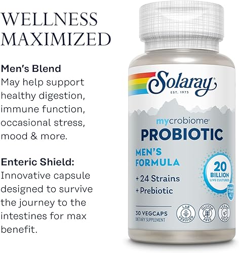 Miniatura 2 de SOLARAY Mycrobiome - Fórmula probiótica para hombre, probióticos para hombres, salud intestinal, digestión, función inmune y más, 20 mil millones de