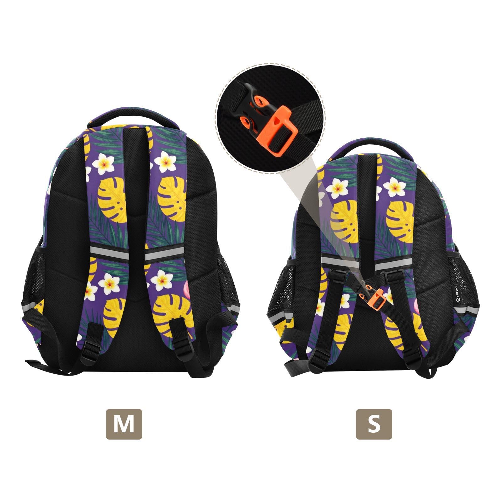 KLL Plecak szkolny dla dzieci nastolatków chłopców torby na laptopa dzieci plecaki podróżne różowy flaming tropikalny wzór