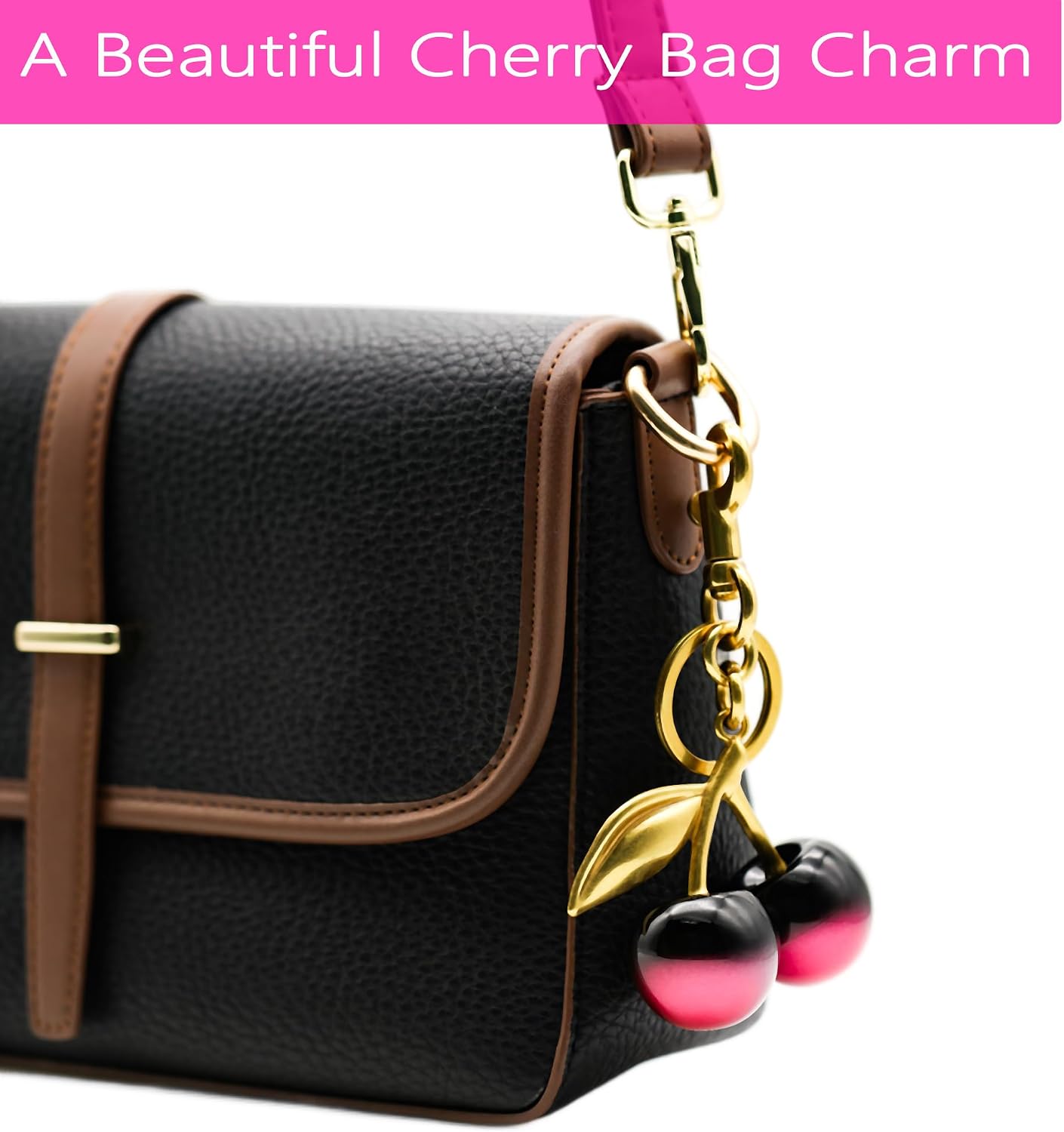 Cherry Bag Charm Purse Handbag Charm Cherry Car Accessories KeyChain Gift for Women Mothers Day Christmas Valentine image 4