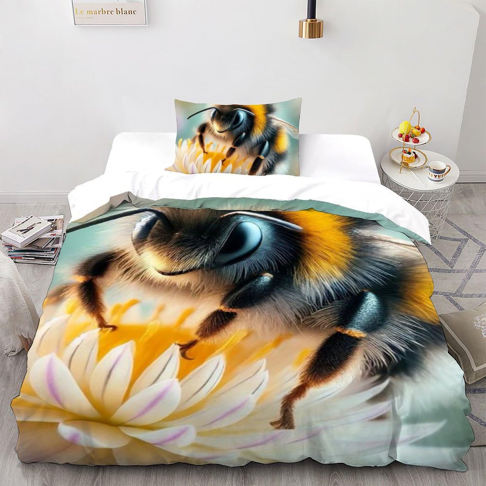 Abeille de dessin animé housse de couette en microfibre pour lit enfant