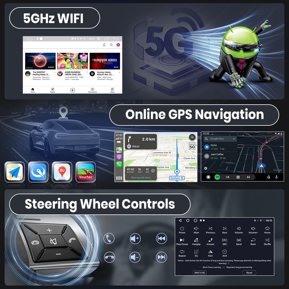 Doreon (2GB+64GB) Car Stereo for Dodge RAM 1500 2500 3500 (2013-2018, Only fit Manual AC), 9" Android 15 Radio with Wireless CarPlay Android Auto WiFi GPS Bluetooth FM AM SWC Backup Camera