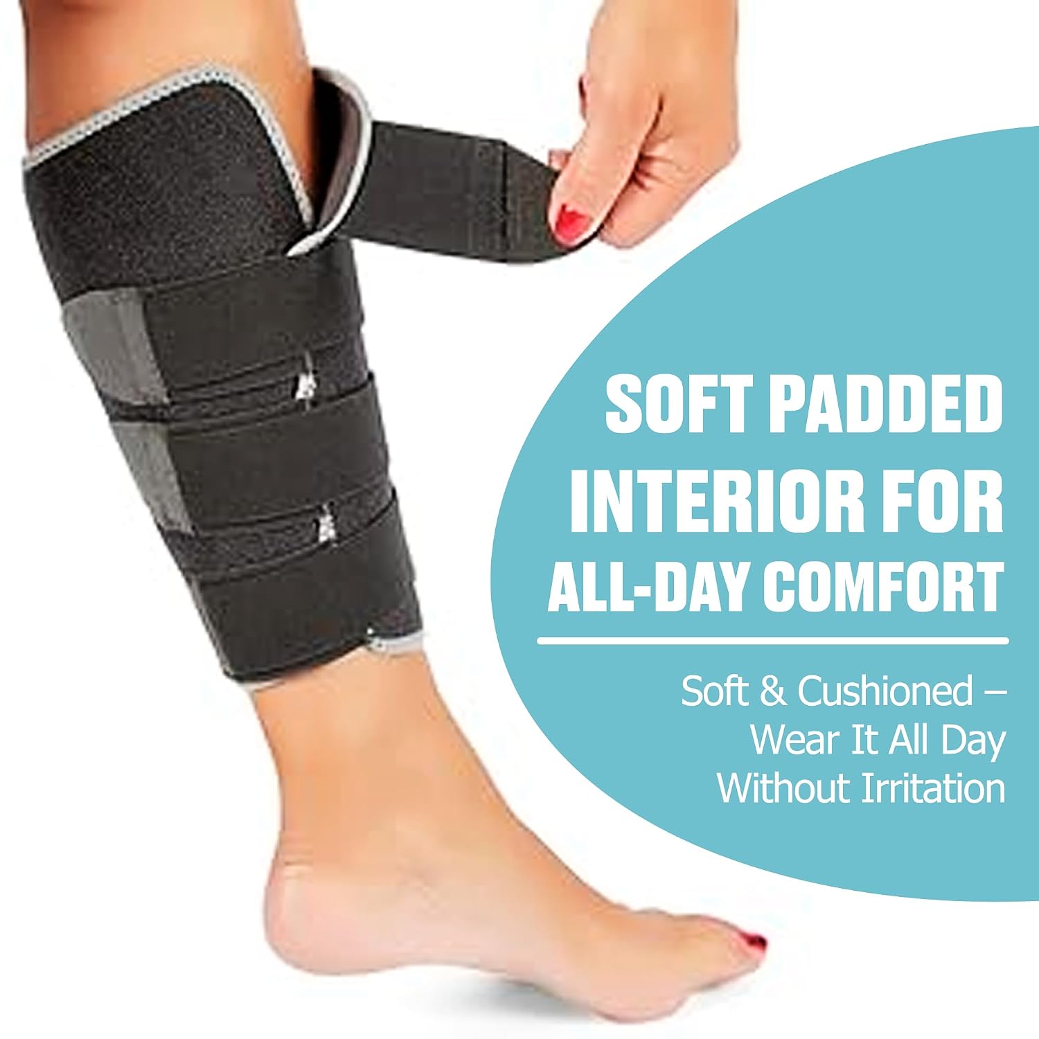 Calf Brace | Premium Compression Sleeve for Men & Women | Provides Pain Relief & Support | For Shin Splints, Lower Leg Pain, Torn Calf Muscle | Black Neoprene Adjustable Support Wrap for Runners
