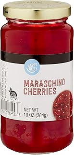 Amazon Brand - Happy Belly Maraschino Cherries in Glass Jar, 10 Ounce