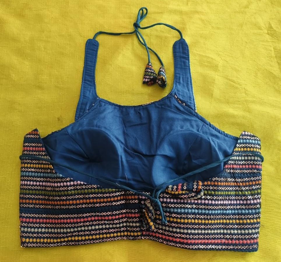 Vihu Fashion damen bluse mit pailletten stickerei neckholder ärmellos sari vorbereitet bluse damen fertig zum aufhängen bluse damen fertig zum tragen bluse damen bluse damen
