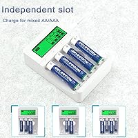 Vista 4 de Deleepow Baterías recargables AAA Ni-MH 1100mAh 1200 ciclos (8 piezas) con cargador de batería inteligente LCD para baterías recargables AA AAA