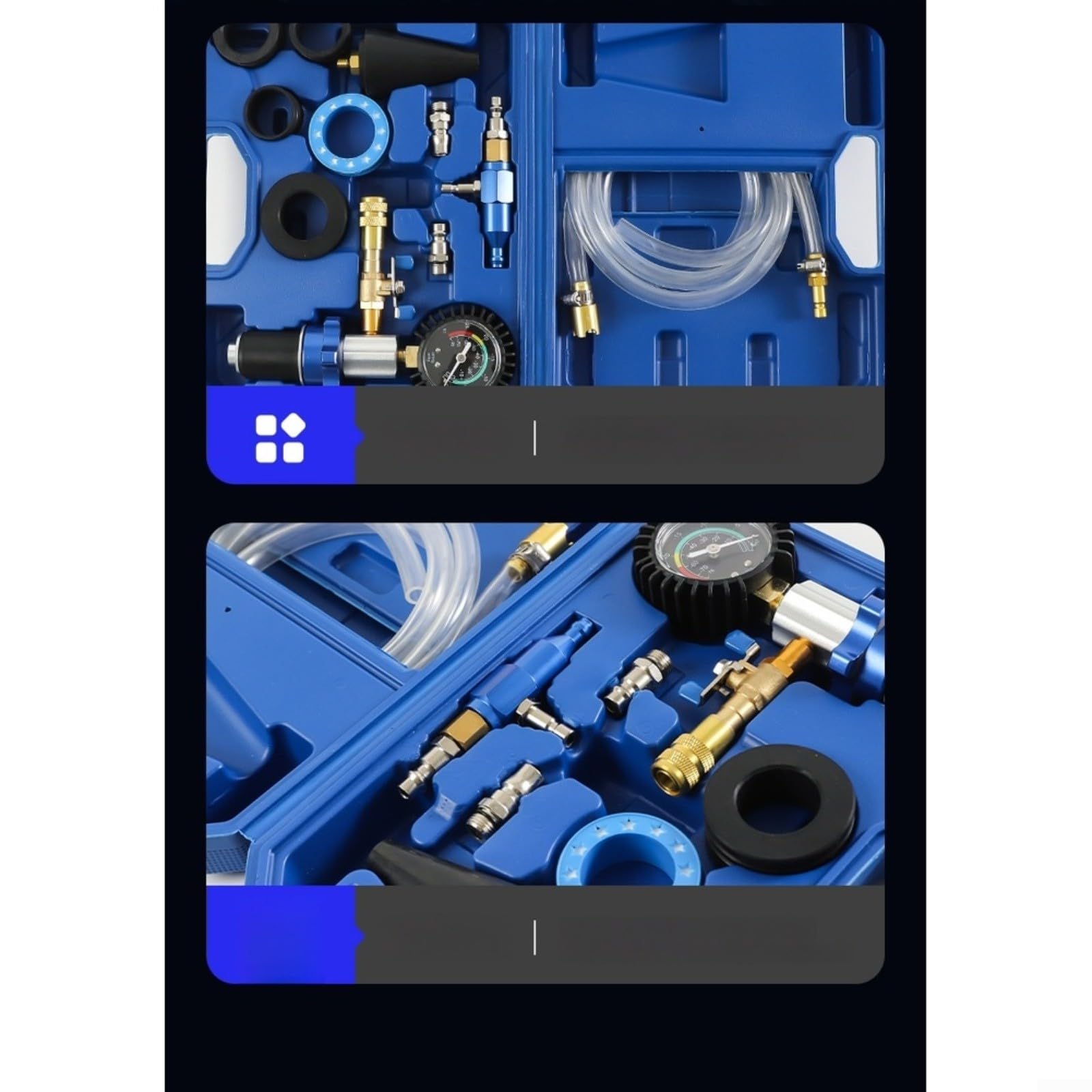 Sistema de refrigeración para llenado al vacío, juego de 12 piezas de aluminio para acoplamiento rápido, kit de herramientas para cambio de refrigerante de coche, con adaptadores y abrazaderas