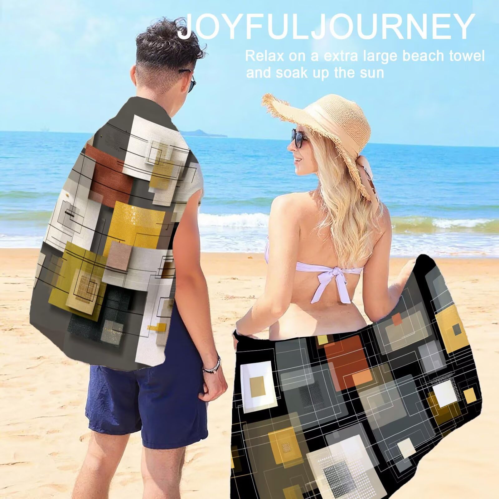 Mikrofaser Strandtuch 100x200cm, Abstrakt Strandtuch Modern Saunahandtuc 2 Stück Stranddecke Sandfrei, Schnell Trocknendes, Saugfahiges Strandmatte, Sporthandtuch für Reise Urlaub Schwimmen OC-899
