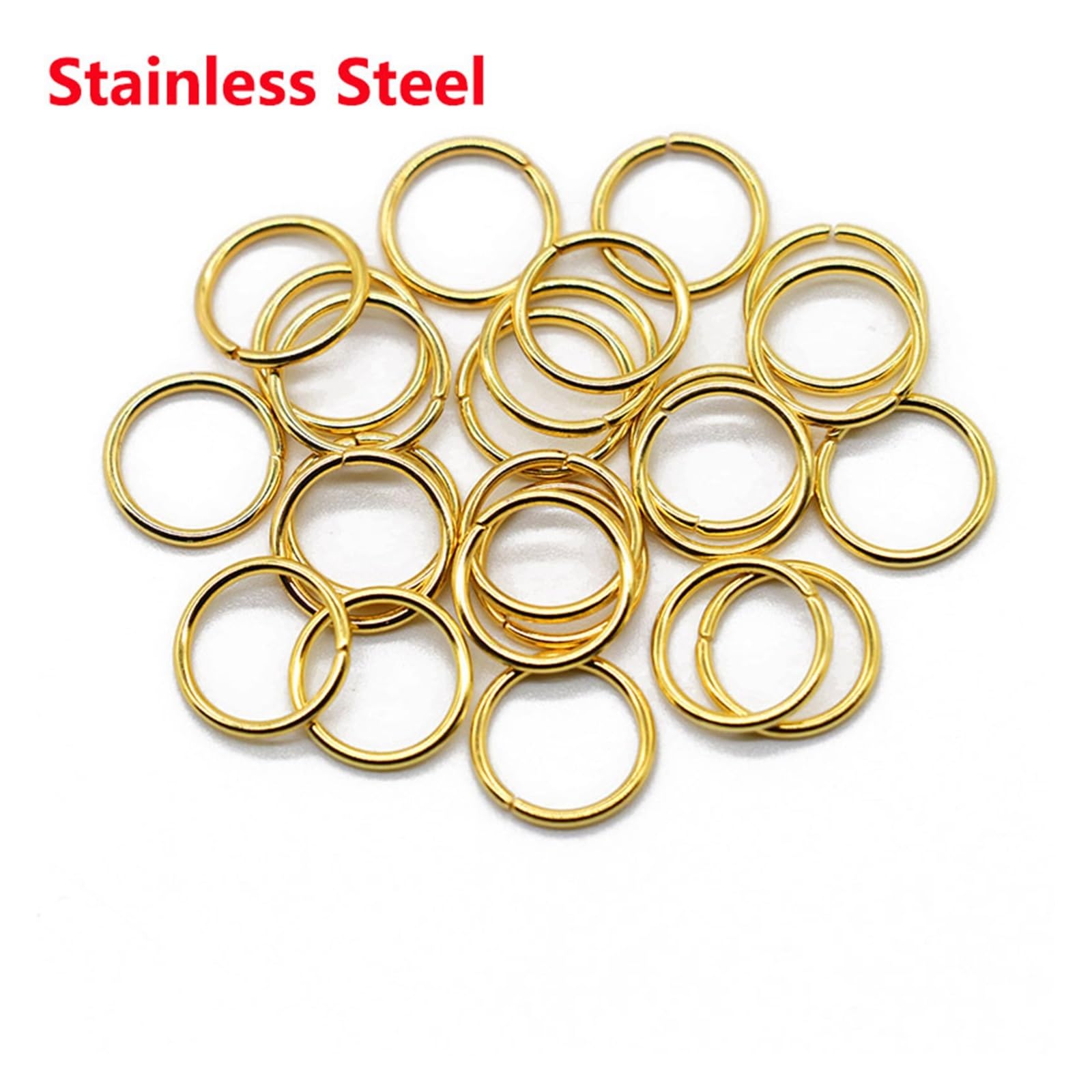 Otwarte pierścienie skokowe ze stali nierdzewnej, 100 szt., 4, 5, 6, 7, 8, 10, 12 mm, łączniki do tworzenia naszyjników, srebrne, 0,7 x 4 mm