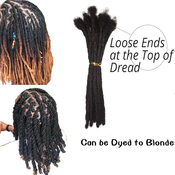 BESHINNAAUL Human Hair Handmade Permanent Dreadlocks Natural Black #1B Locs extension Small Size(diameter 0.4cm) 10inch 40 Strands/Pack