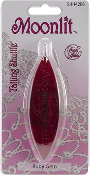 Handy Hands Moonlit Tatting Shuttle with Hook, Ruby Red