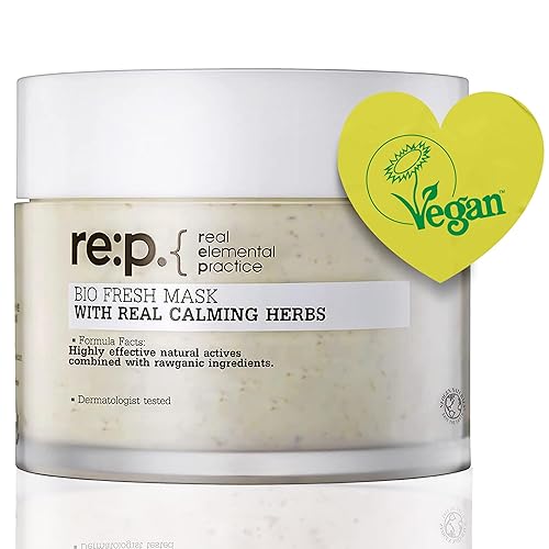 Miniatura 1 de REP BIO FRESH MASK con hierba de vitalidad real 4.58 onzas líquidas (4.59oz), 100% vegana, libre de crueldad animal, mascarilla natural con rosa