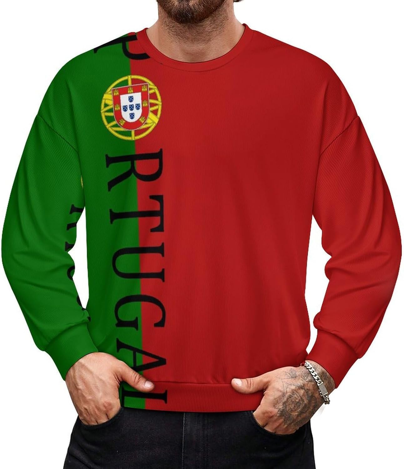 Portugal Soccer Football Men's Sweatshirt Crewneck Pullover Long Sleeve T Shirts Top
