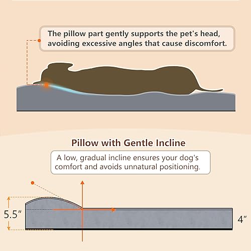Miniatura 6 de Cama grande para perros con almohada suave de ángulo bajo. Tela de cama de lujo cómoda y suave. Con parte inferior antideslizante, cama lavable para